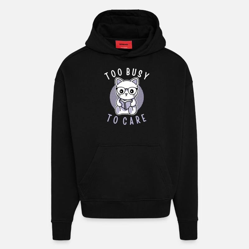 Trop occupé pour s’en soucier - Sweat à capuche bio épais oversize fabriqué en UE - SOLID BLACK