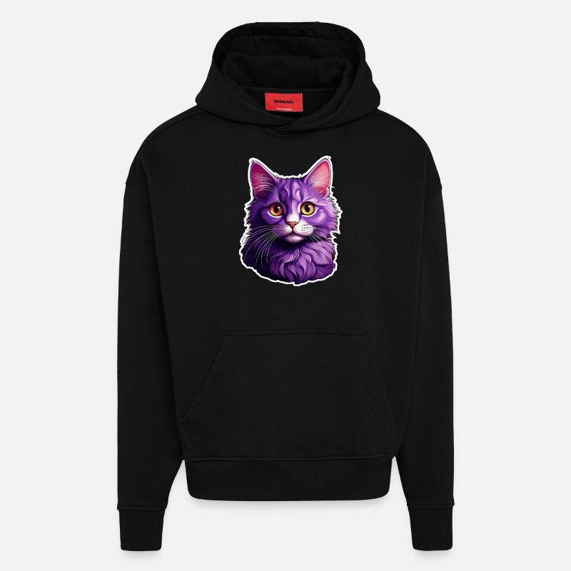 Design moderne Cat - Sweat à capuche bio épais oversize fabriqué en UE - SOLID BLACK
