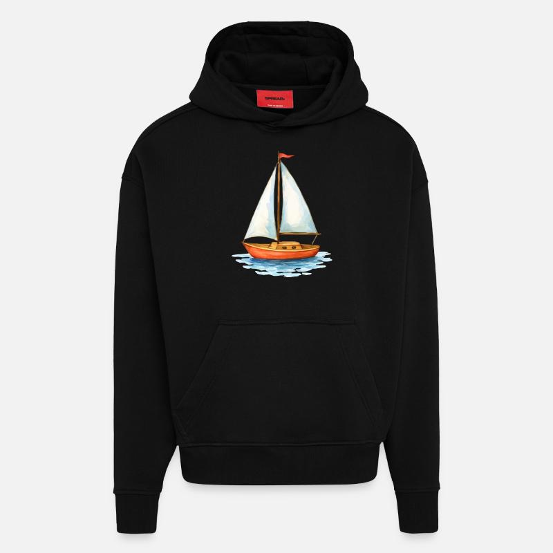 segelboot boot - Hoodie- made by SPREAD  - SOLID BLACK