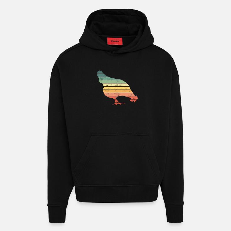 Poulets - Sweat à capuche bio épais oversize fabriqué en UE - SOLID BLACK