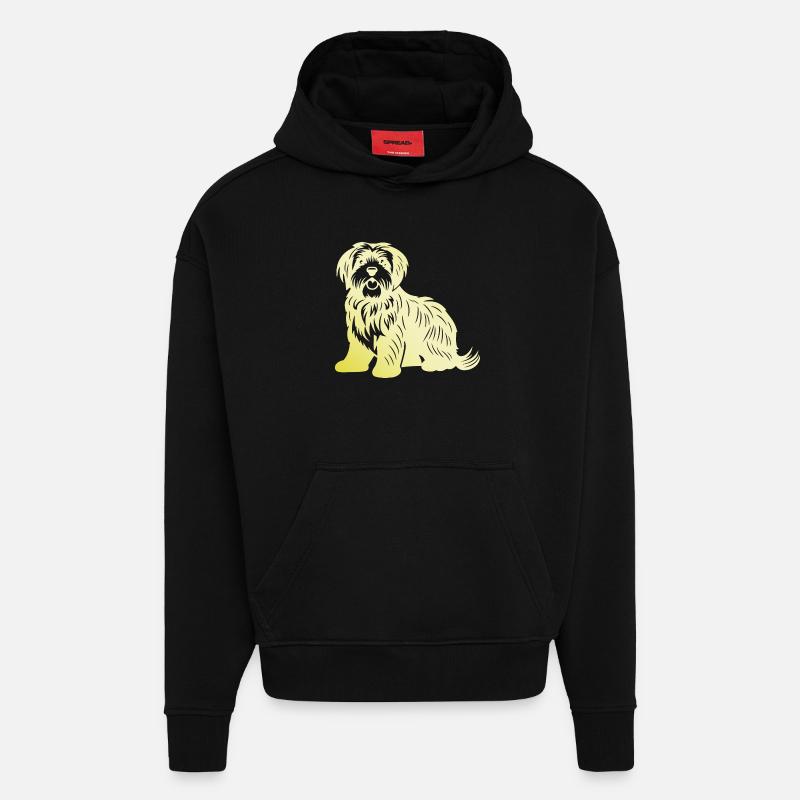 Silhouette de chien havanais - Sweat à capuche bio épais oversize fabriqué en UE - SOLID BLACK