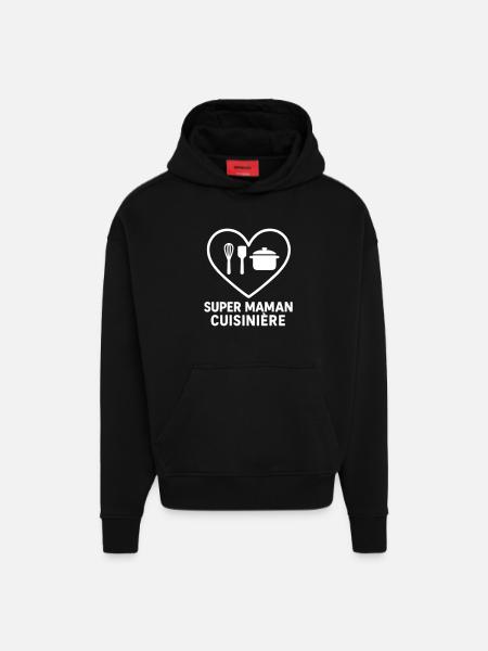 Superkoch-Mama – Coeur-Küche - Hoodie- made by SPREAD - SOLID BLACK