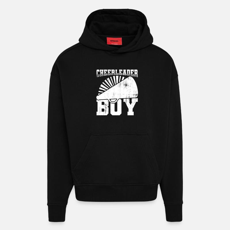 Garçon pom-pom girl - Sweat à capuche bio épais oversize fabriqué en UE - SOLID BLACK