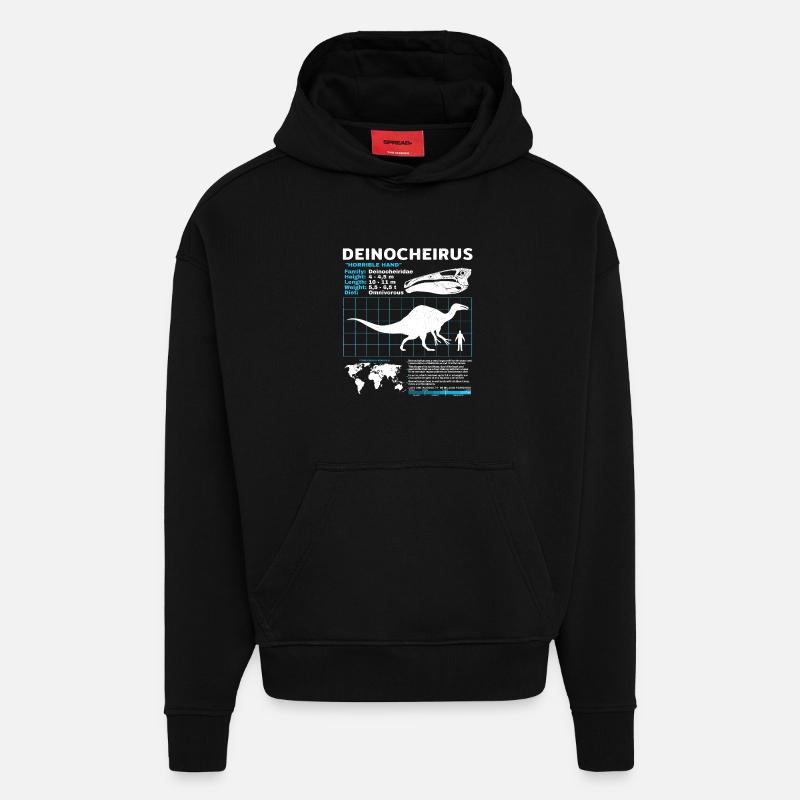 Fiche d’information de Deinocheirus - Sweat à capuche bio épais oversize fabriqué en UE - SOLID BLACK
