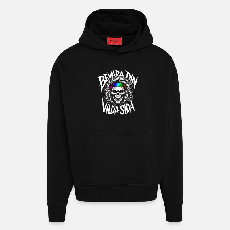 Crâne du Côté Sauvage - Sweat à capuche bio épais oversize fabriqué en UE - SOLID BLACK