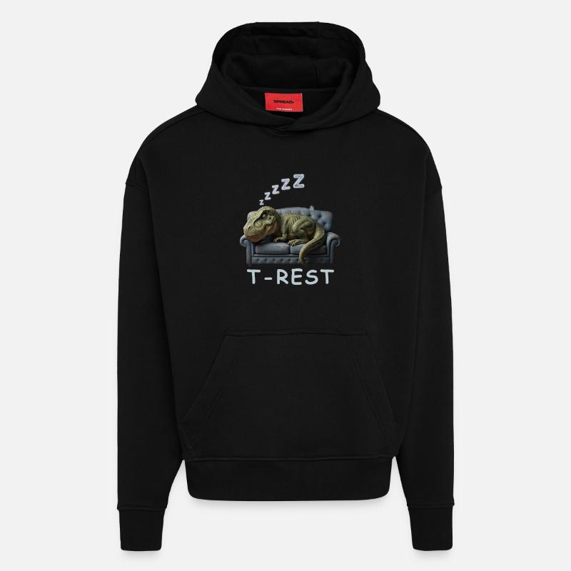 T-Rest Dino auf Sofa - Hoodie- made by SPREAD - SOLID BLACK