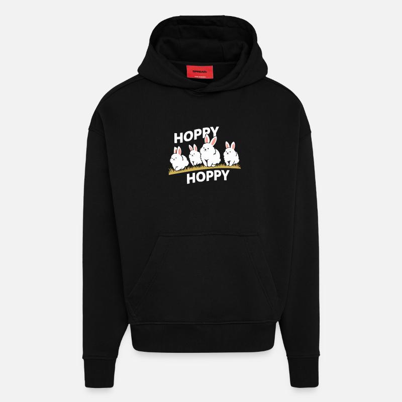 Lapins mignons - Sweat à capuche bio épais oversize fabriqué en UE - SOLID BLACK
