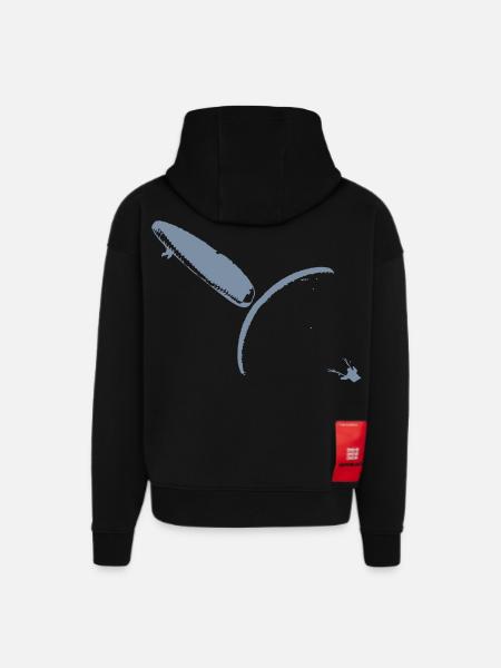 Paragliding Synchro Spiral - Hoodie- made by SPREAD  - SOLID BLACK