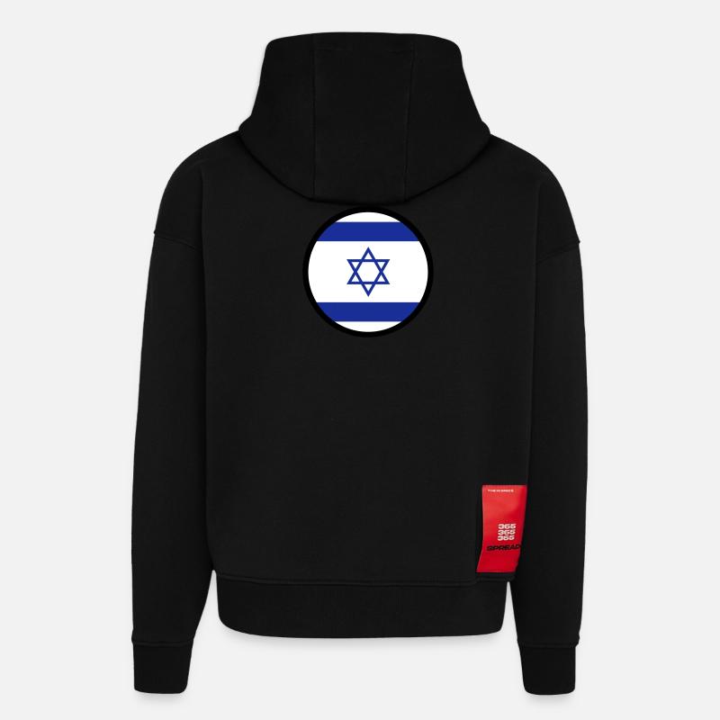 Sous le signe d Israël - Sweat à capuche bio épais oversize fabriqué en UE - SOLID BLACK