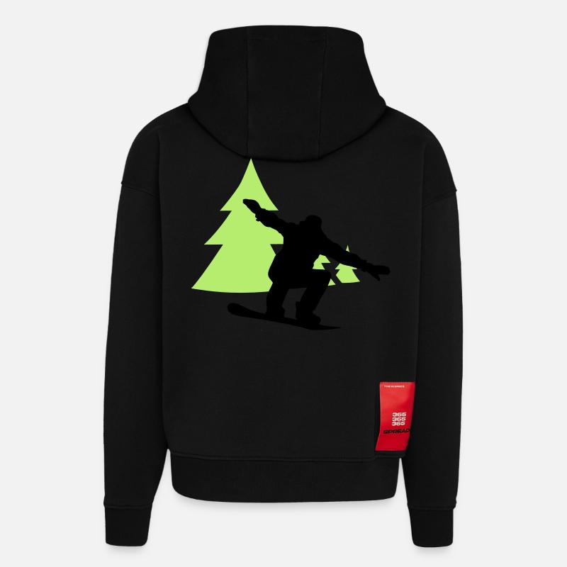 snowboarder trees - Sweat à capuche bio épais oversize fabriqué en UE - SOLID BLACK
