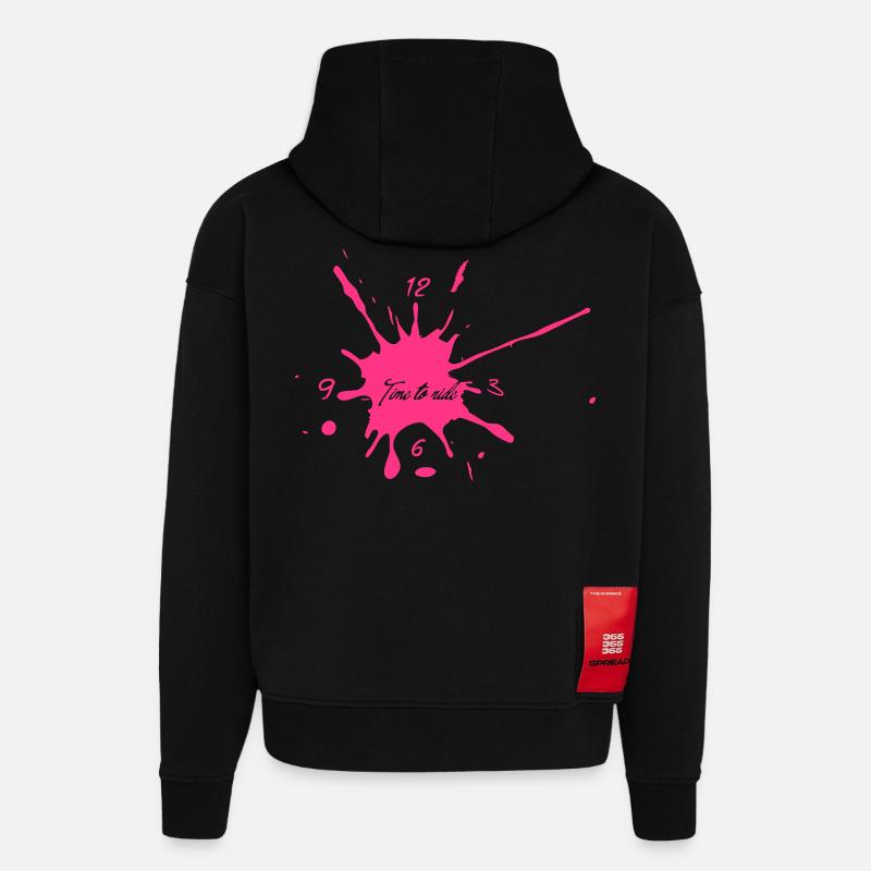 Il est temps de monter - Sweat à capuche bio épais oversize fabriqué en UE - SOLID BLACK
