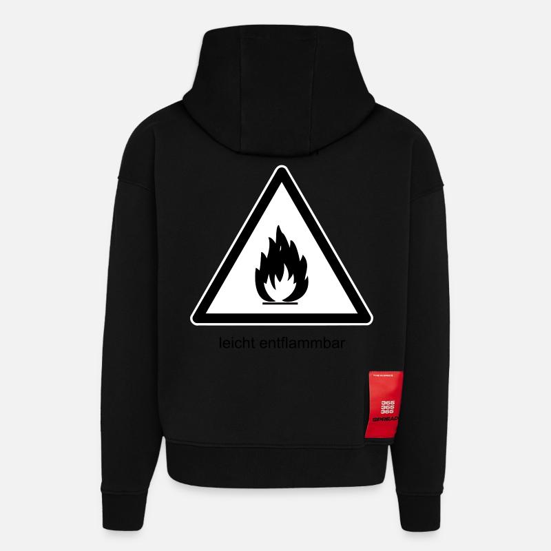 flammable - Sweat à capuche bio épais oversize fabriqué en UE - SOLID BLACK