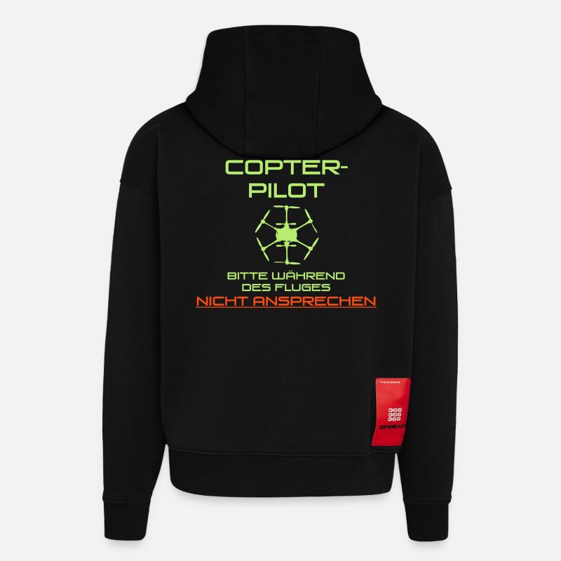Hinweis Copter-Pilot - Hoodie- made by SPREAD  - SOLID BLACK