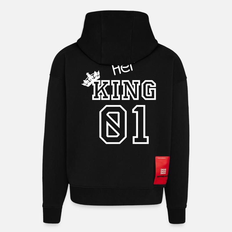Son roi 01 - Sweat à capuche bio épais oversize fabriqué en UE - SOLID BLACK