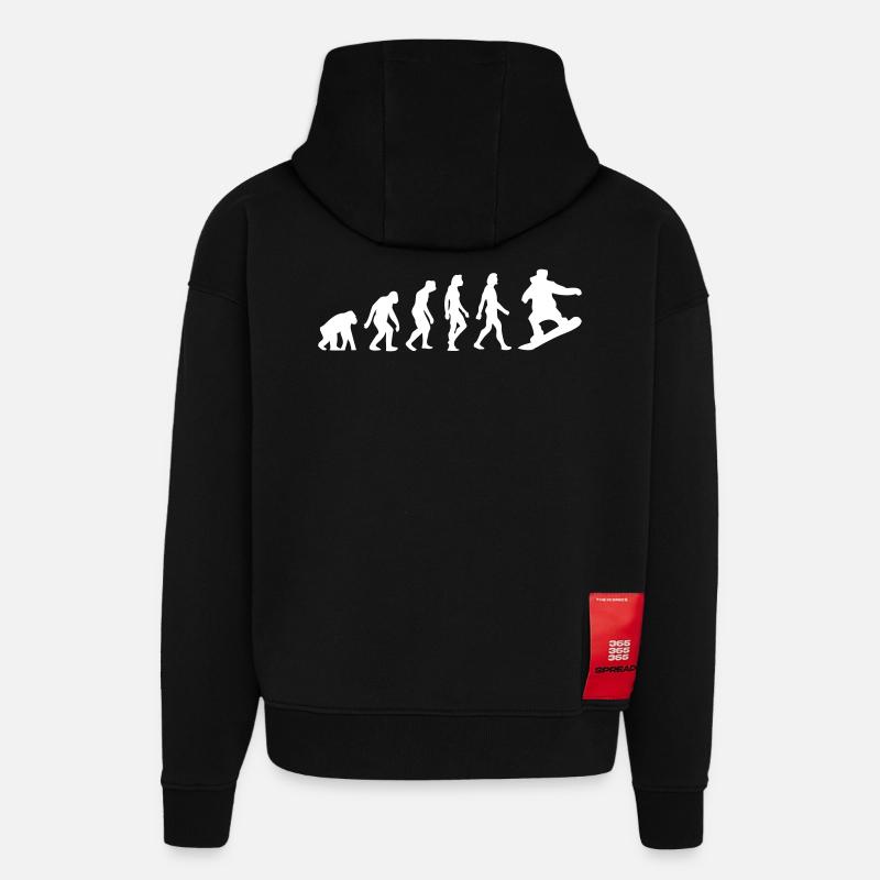 Die Evolution von Snowboarding - Hoodie- made by SPREAD  - SOLID BLACK