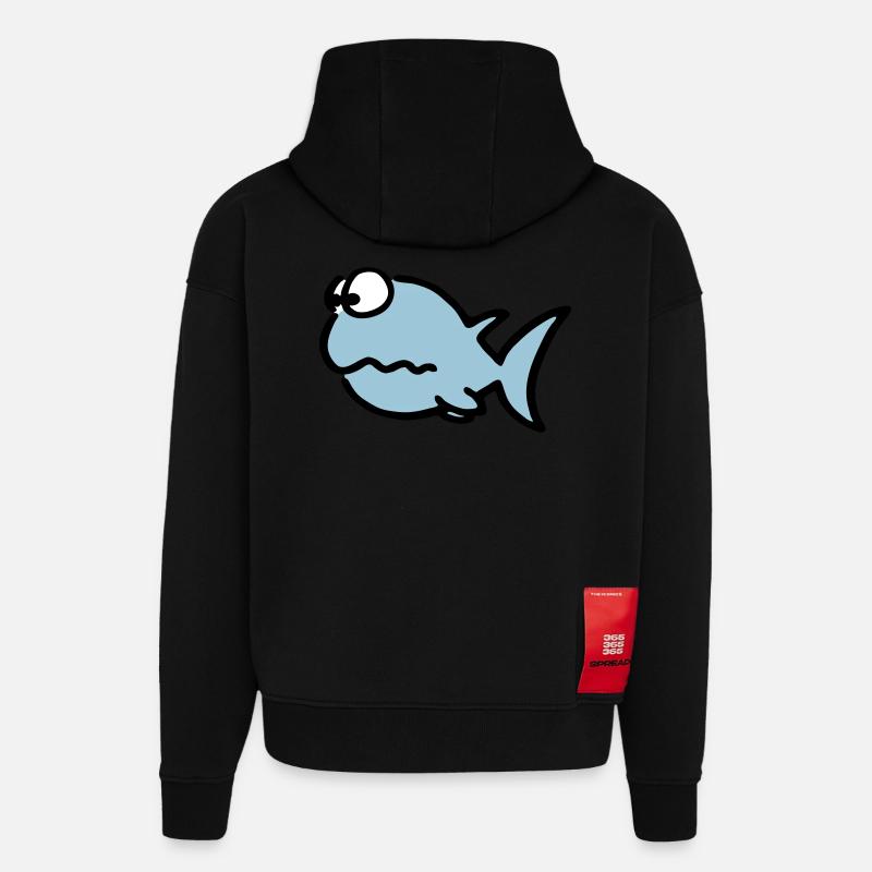 Puzzled fish - Hoodie- made by SPREAD  - SOLID BLACK