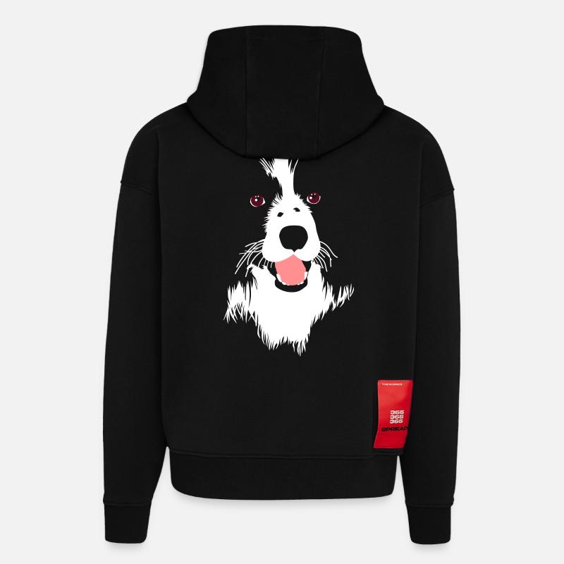 Face de chien - Sweat à capuche bio épais oversize fabriqué en UE - SOLID BLACK