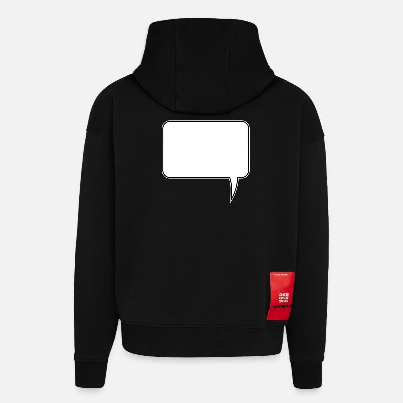 Speech bubble rectangle design - Hoodie- made by SPREAD  - SOLID BLACK