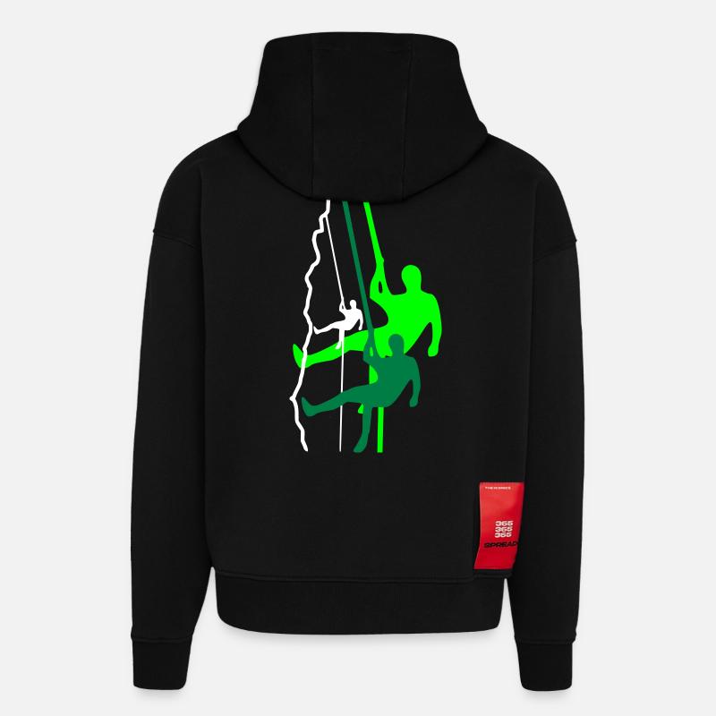 Climber rappelling - Hoodie- made by SPREAD  - SOLID BLACK
