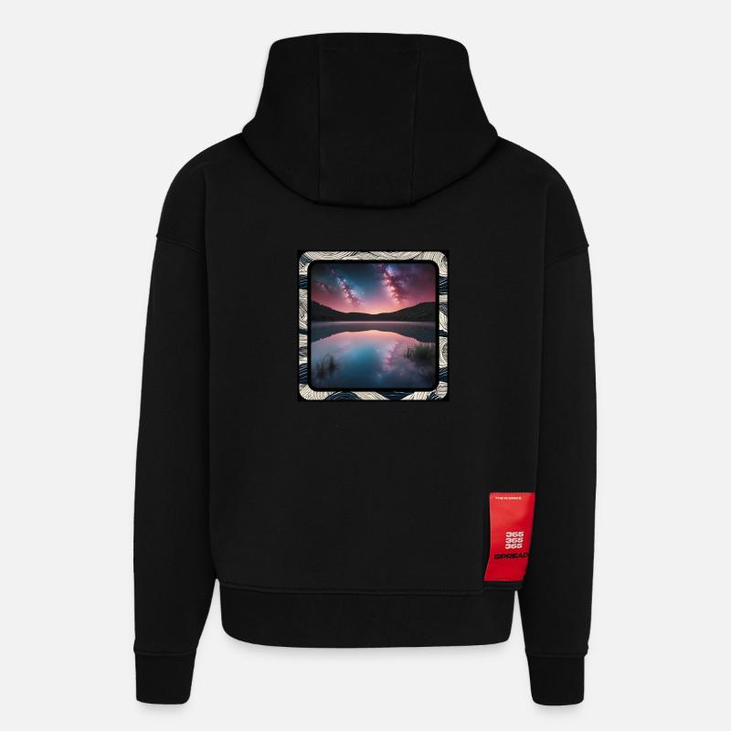 Paysage marin avec reflets - Sweat à capuche bio épais oversize fabriqué en UE - SOLID BLACK