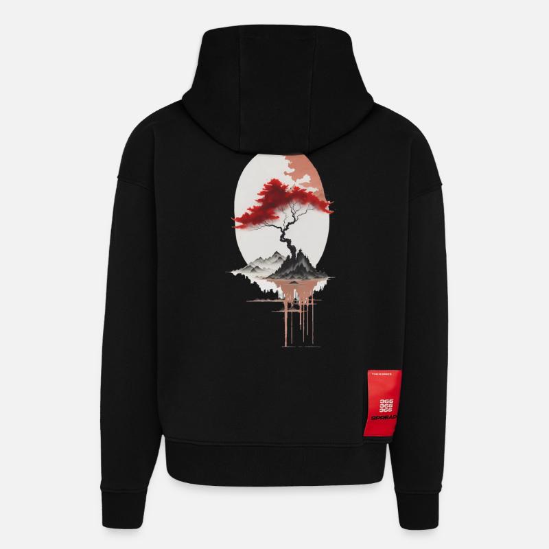 Île asiatique - Sweat à capuche bio épais oversize fabriqué en UE - SOLID BLACK