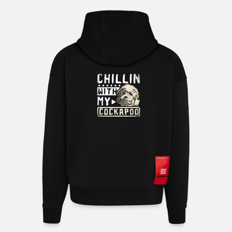chillin with my cockapoo - Hoodie- made by SPREAD  - SOLID BLACK