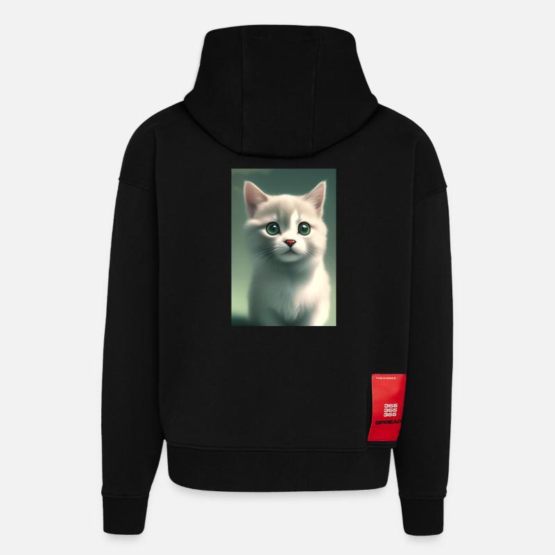 Mignon bébé chat - Sweat à capuche bio épais oversize fabriqué en UE - SOLID BLACK