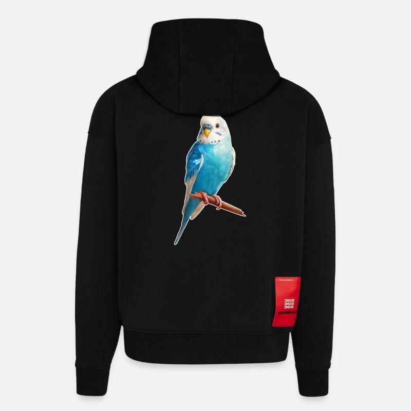 Perruche ondulée - Sweat à capuche bio épais oversize fabriqué en UE - SOLID BLACK