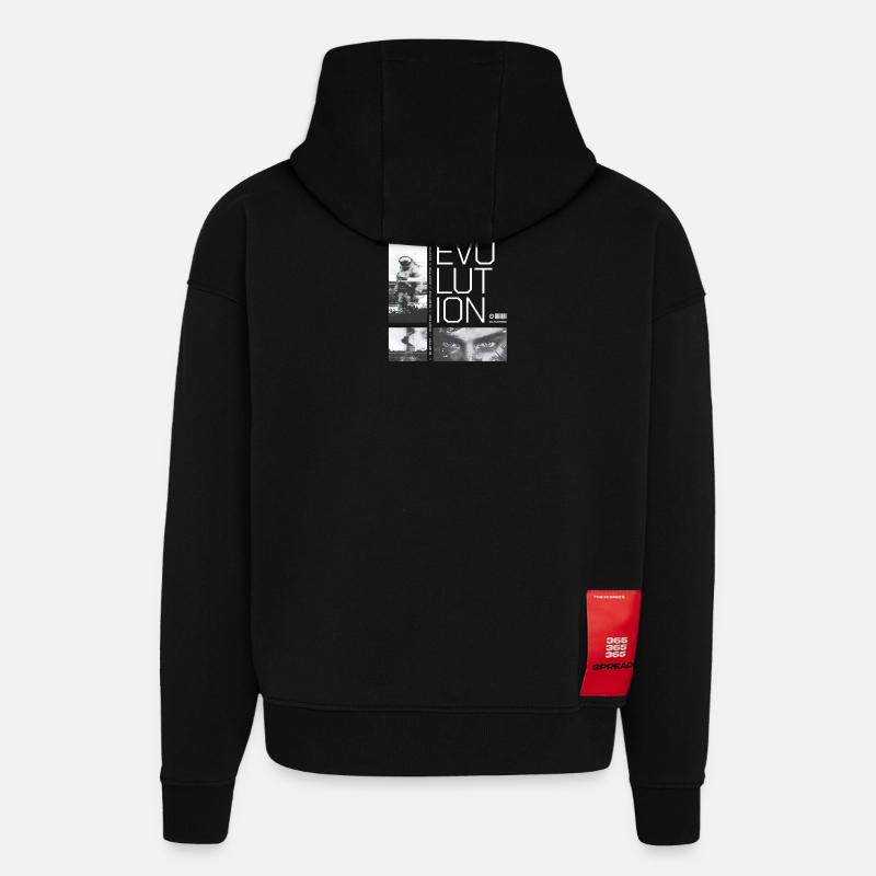 Évolution - ne pas s’arrêter - Sweat à capuche bio épais oversize fabriqué en UE - SOLID BLACK