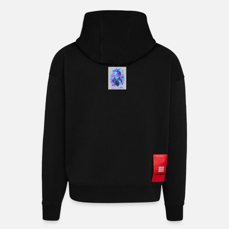 Dragon Neon sur Console Retro - Sweat à capuche bio épais oversize fabriqué en UE - SOLID BLACK