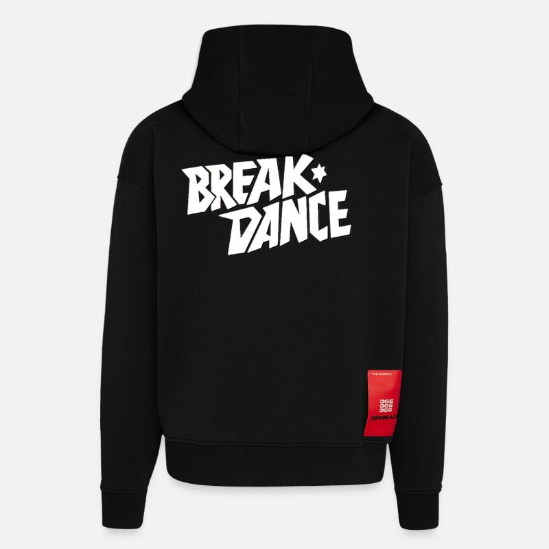Style de danse Breakdance Lettrage - Sweat à capuche bio épais oversize fabriqué en UE - SOLID BLACK