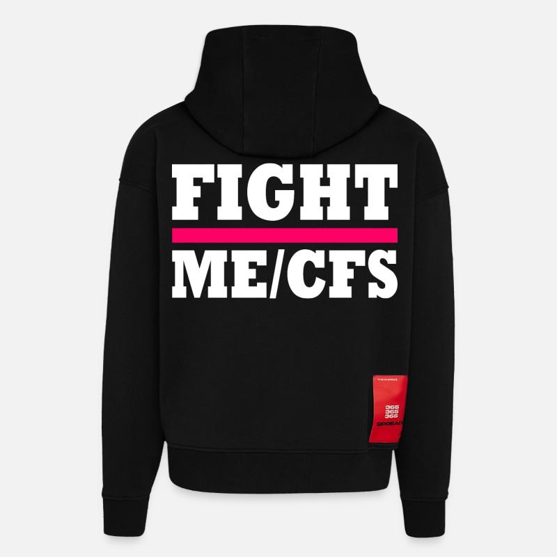 Me/cfs - fight me/cfs - Sweat à capuche bio épais oversize fabriqué en UE - SOLID BLACK