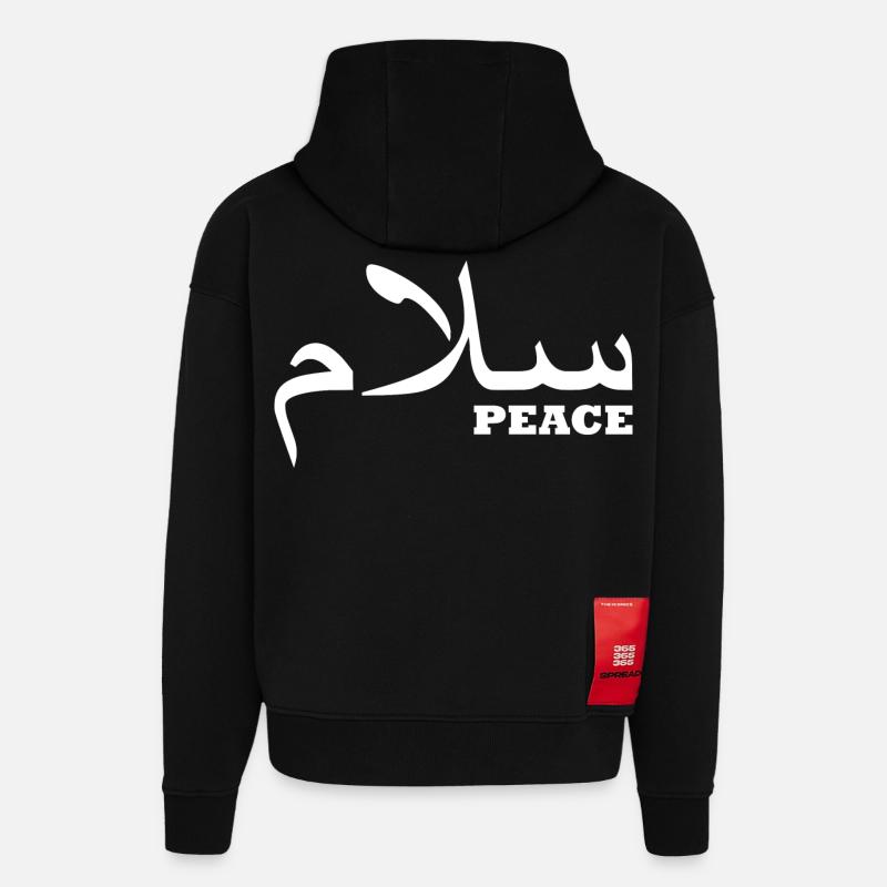 paix - Sweat à capuche bio épais oversize fabriqué en UE - SOLID BLACK