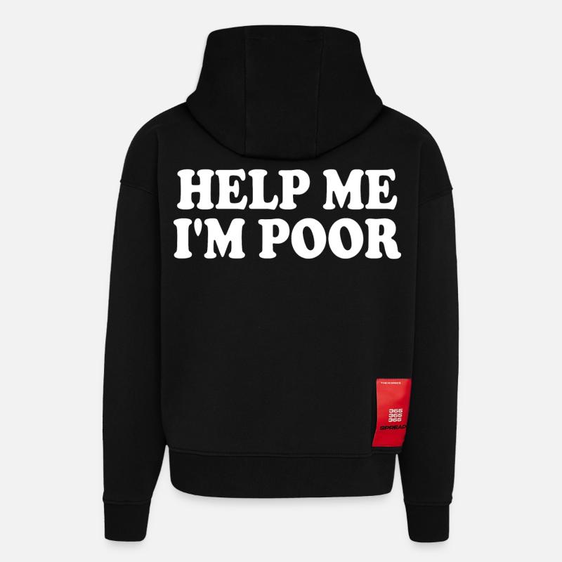 Help me im poor - Sweat à capuche bio épais oversize fabriqué en UE - SOLID BLACK