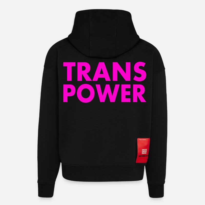 Trans power - Sweat à capuche bio épais oversize fabriqué en UE - SOLID BLACK