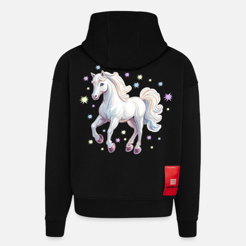 Pferd mit Sternen - Hoodie- made by SPREAD  - SOLID BLACK