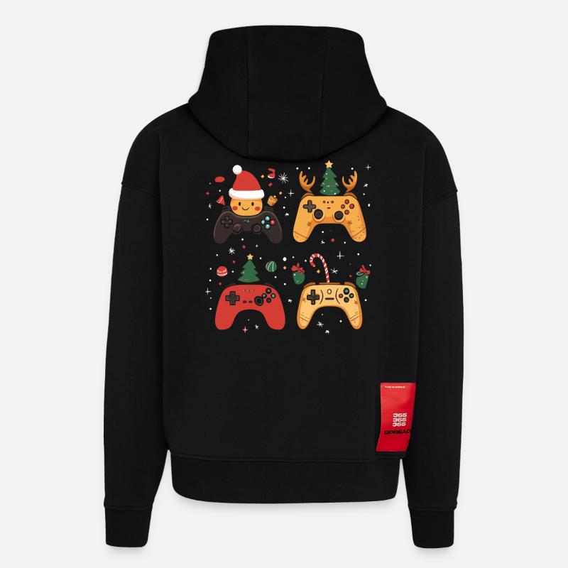 Gaming Controller mit Weihnachtsdekoration - Hoodie- made by SPREAD  - SOLID BLACK