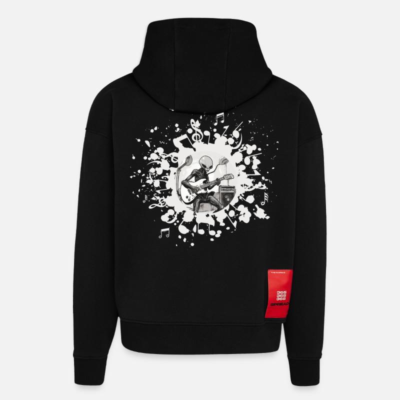 Alien Musiker mit Gitarre - Hoodie- made by SPREAD  - SOLID BLACK