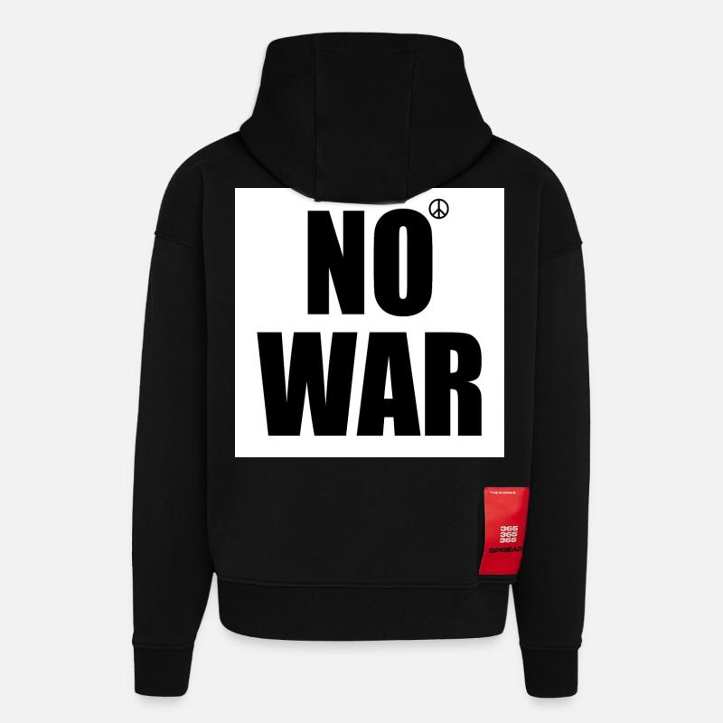 No war - Sweat à capuche bio épais oversize fabriqué en UE - SOLID BLACK