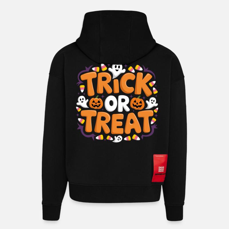 Des bonbons ou des bâtons - Sweat à capuche bio épais oversize fabriqué en UE - SOLID BLACK
