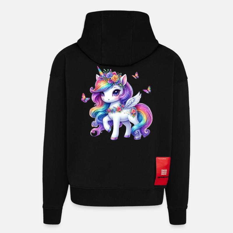 Regenbogenblüte Einhorn Flügel - Hoodie- made by SPREAD  - SOLID BLACK