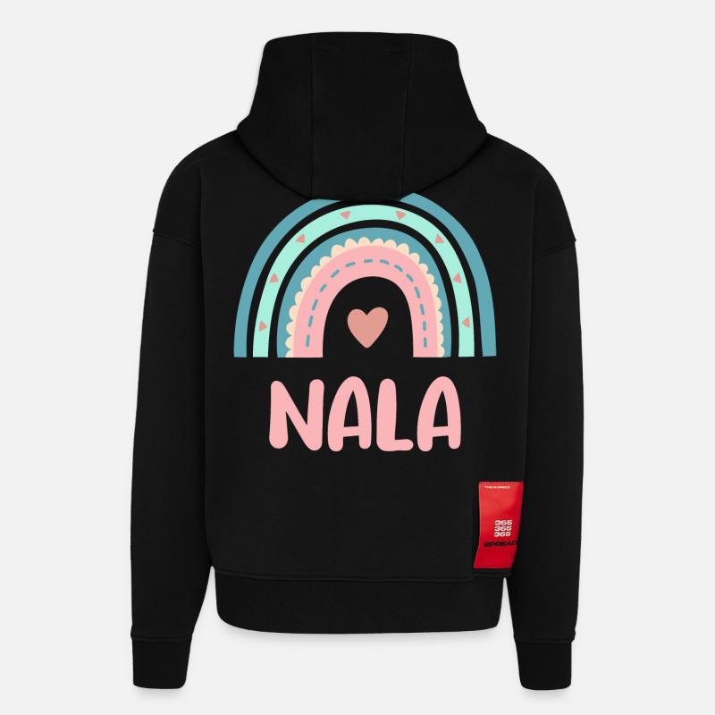 Nala Nom Rainbow Baby - Sweat à capuche bio épais oversize fabriqué en UE - SOLID BLACK