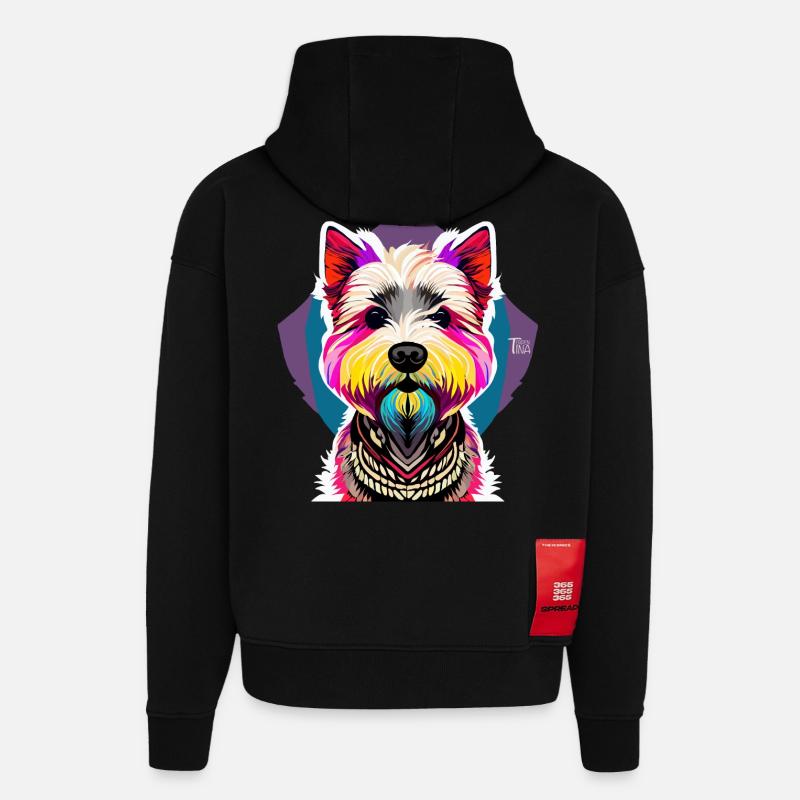 Terrier des Highlands de l’Ouest - Sweat à capuche bio épais oversize fabriqué en UE - SOLID BLACK