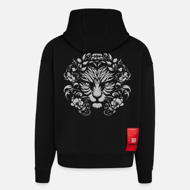 Ornement de visage d’arbre - Sweat à capuche bio épais oversize fabriqué en UE - SOLID BLACK