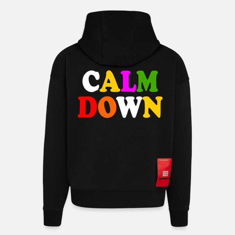 Calm down - Sweat à capuche bio épais oversize fabriqué en UE - SOLID BLACK