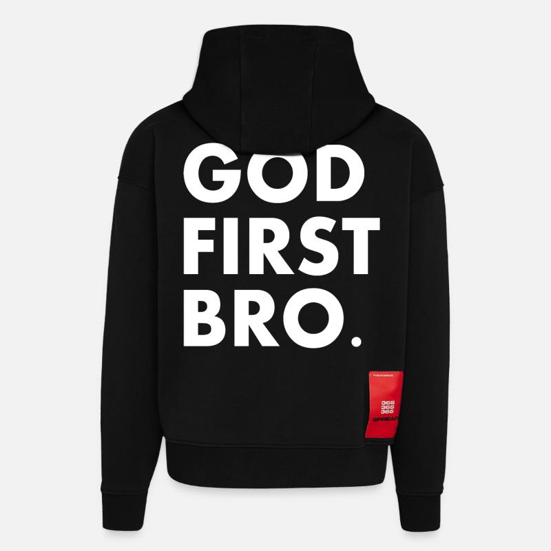 God first bro - Hoodie- made by SPREAD - SOLID BLACK