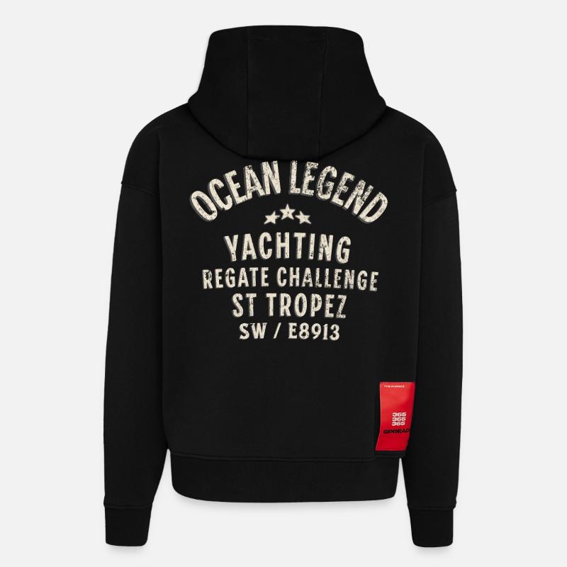 St Tropez regate challenge - Sweat à capuche bio épais oversize fabriqué en UE - SOLID BLACK