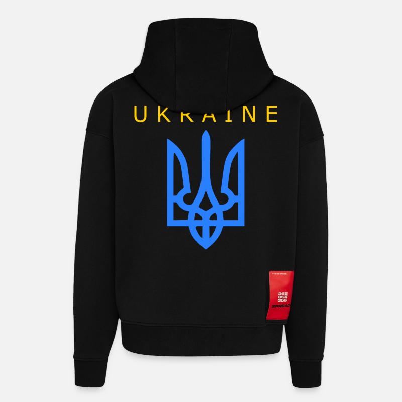 Ukraine - Sweat à capuche bio épais oversize fabriqué en UE - SOLID BLACK