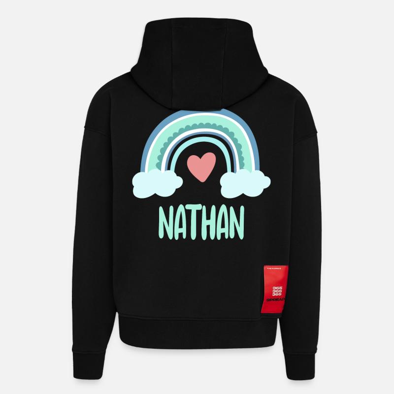 Nathan Nom Rainbow Baby - Sweat à capuche bio épais oversize fabriqué en UE - SOLID BLACK