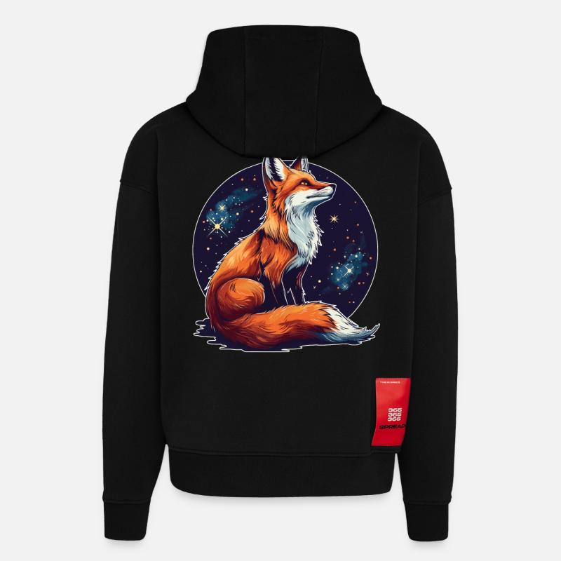 Fuchs mit Sternen - Hoodie- made by SPREAD  - SOLID BLACK